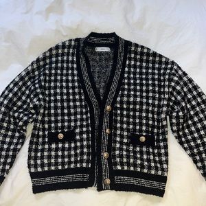 Mango cardigan - black and white - M